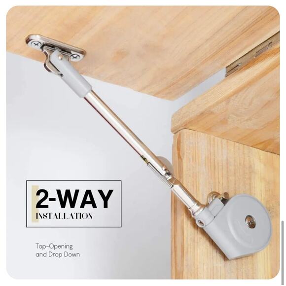 Morinbo Lid Stay 105 Degree Open with Soft Close, Lid Support for Toy Box and Up - Picture 3 of 5